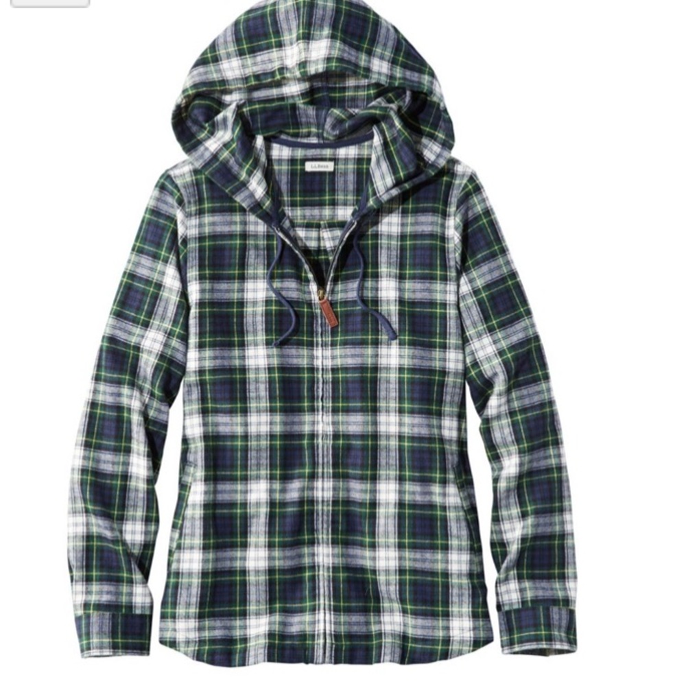 New L.L. Bean Women’s Scotch Plaid Flannel Shirt, Zip Hoodie